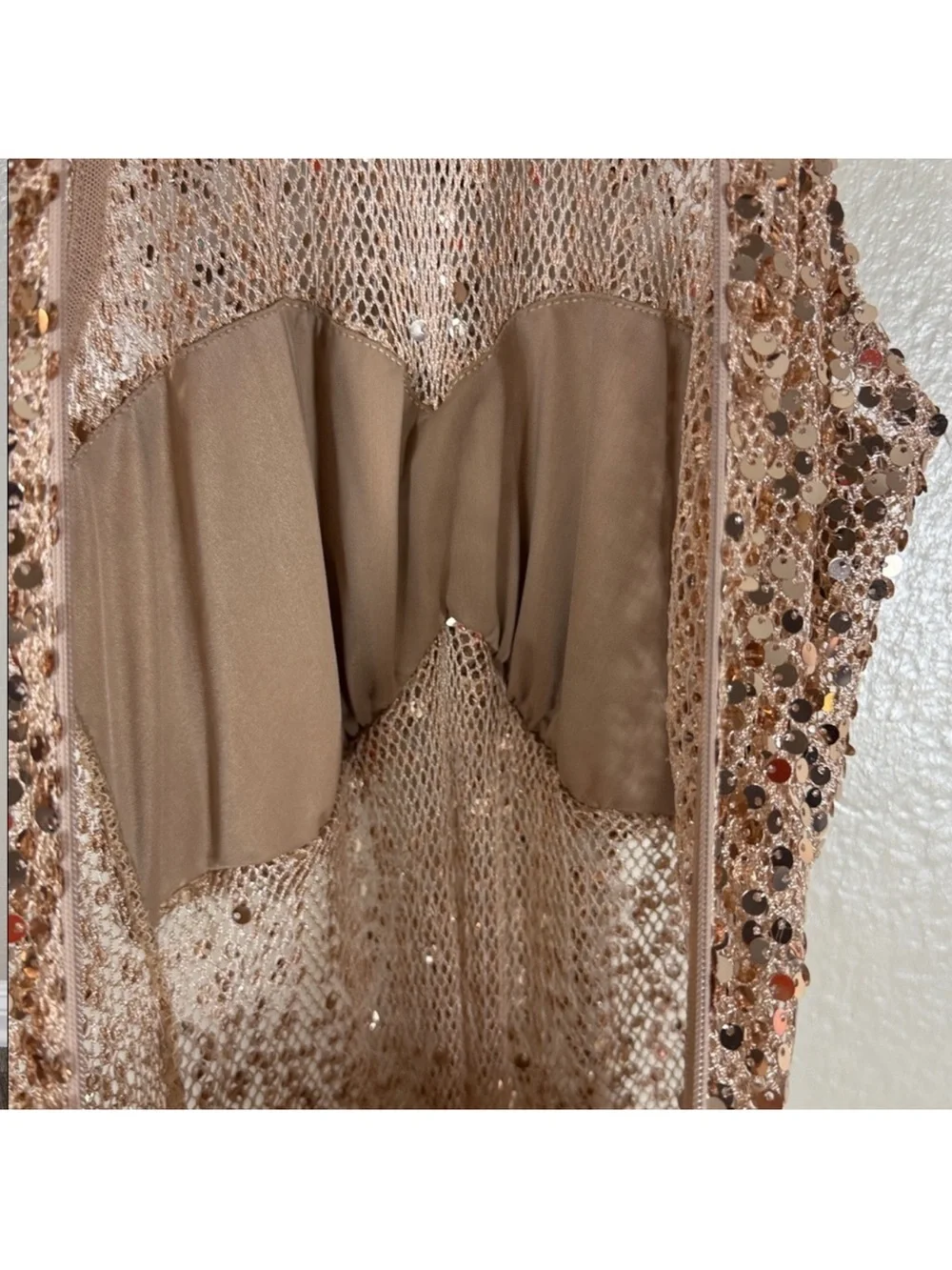 Delfi Collective Avelie Ruched Sequin Dress in Nude - Picture 10 of 15